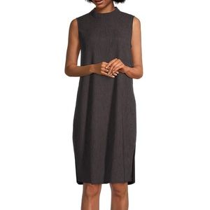 Eileen Fisher Woven Plisse Mock Neck Dress - Rye